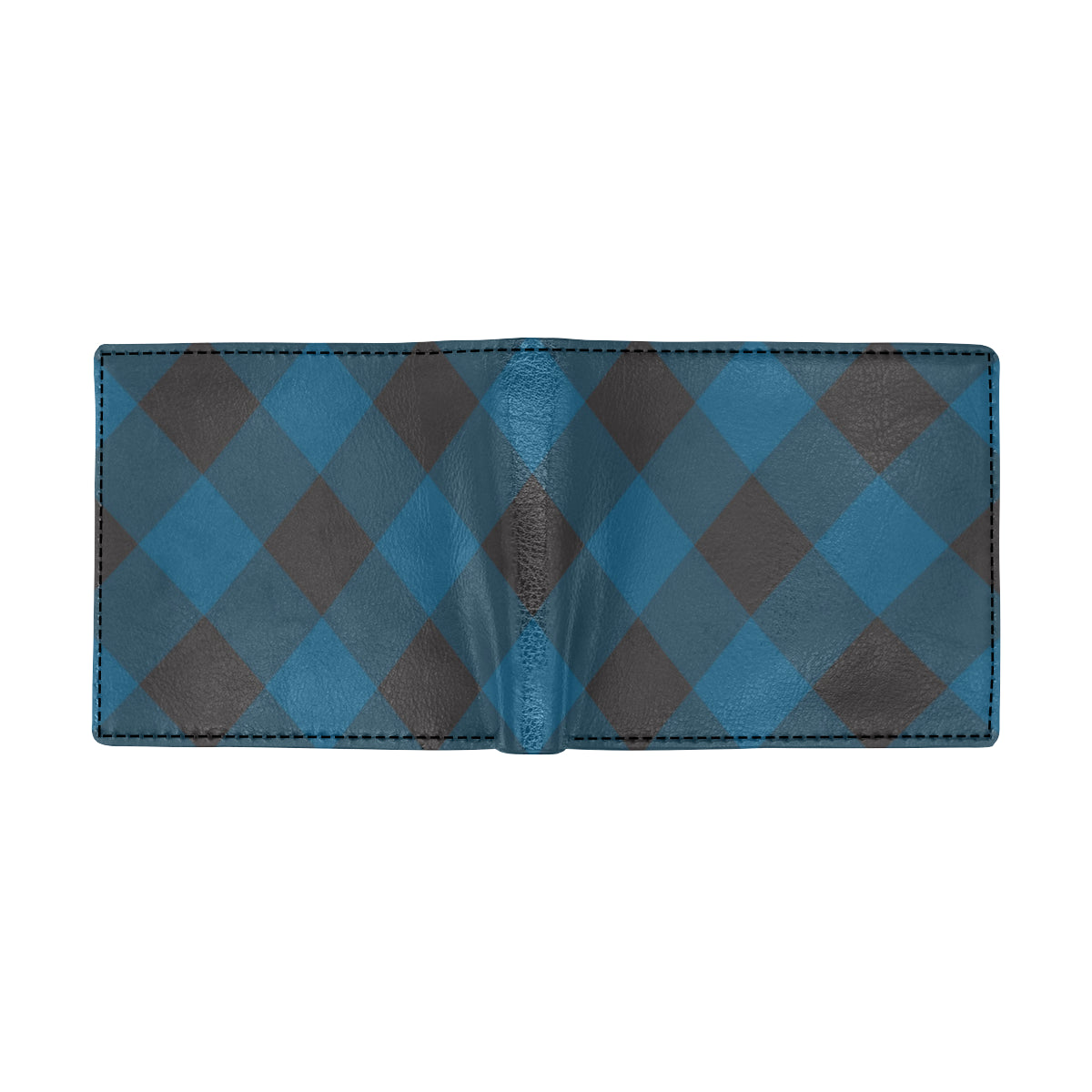 Plaid Blue Pattern Print Design A04 Men's ID Card Wallet