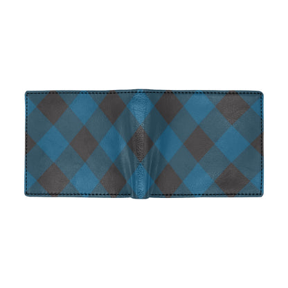 Plaid Blue Pattern Print Design A04 Men's ID Card Wallet