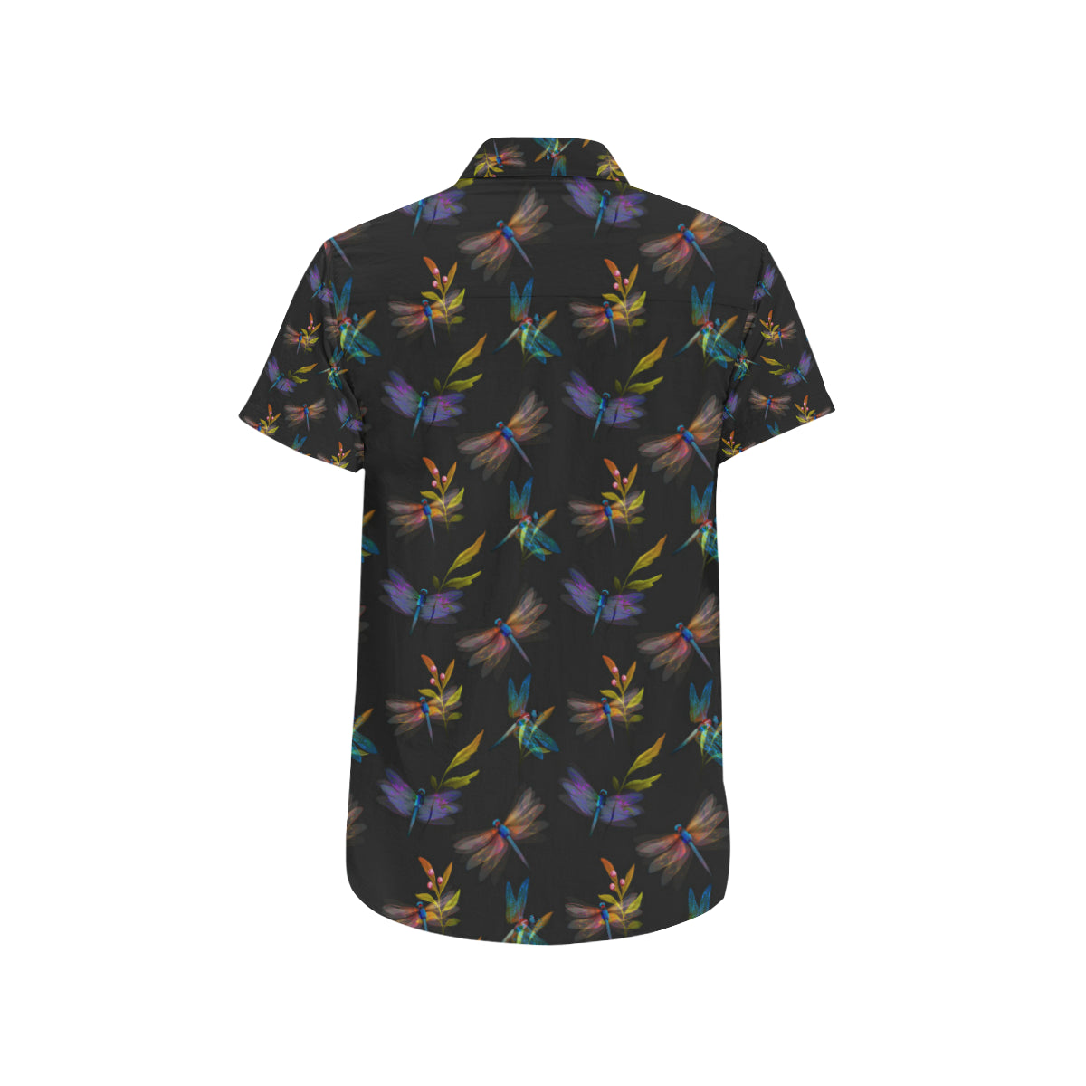 Dragonfly Colorful Realistic Print Men's Short Sleeve Button Up Shirt