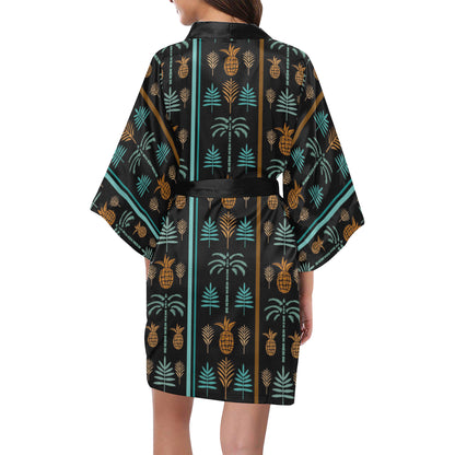 Hawaiian Themed Pattern Print Design H023 Women Kimono Robe