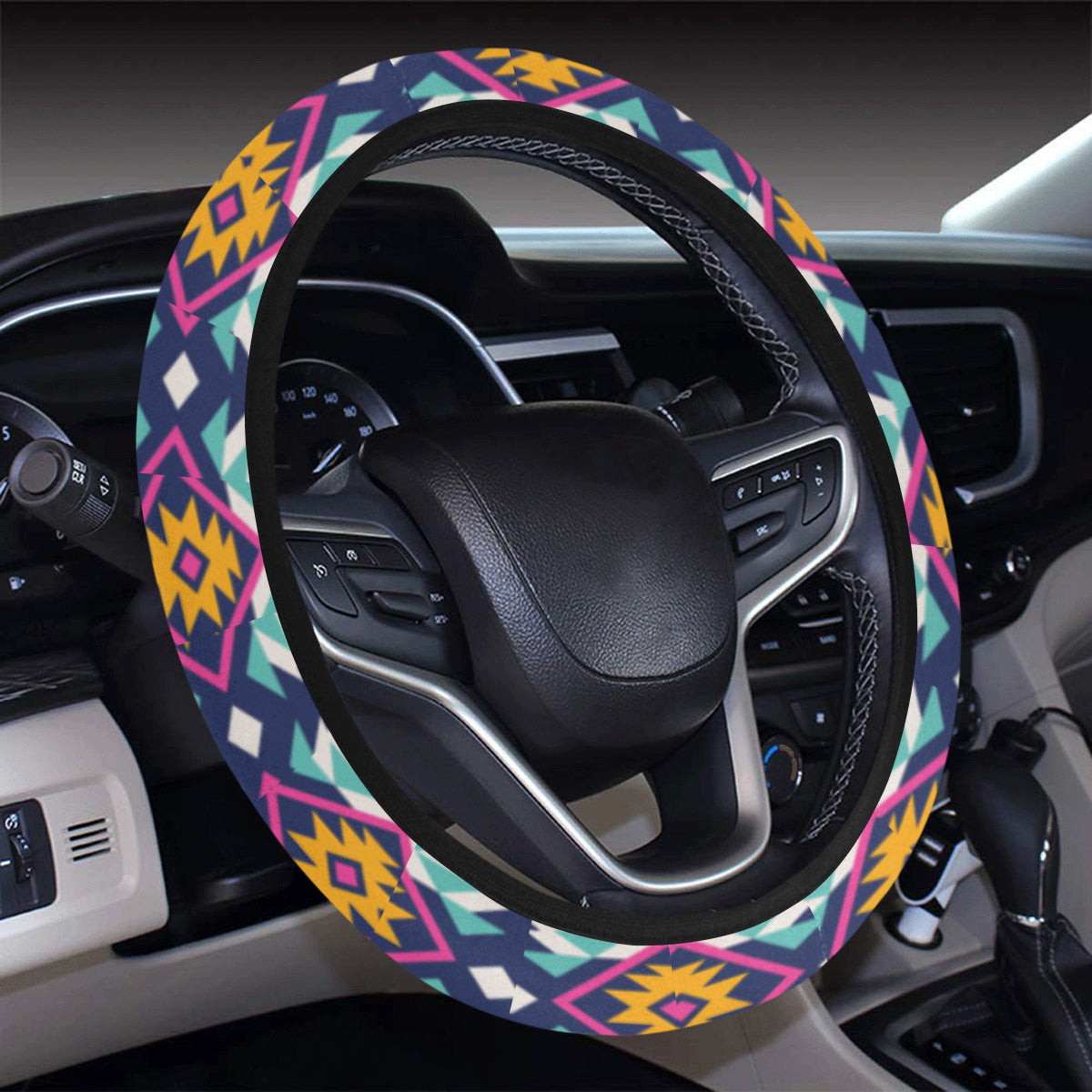 Tribal Aztec native american Steering Wheel Cover with Elastic Edge