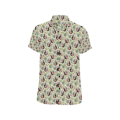 Rooster Print Design Men's Short Sleeve Button Up Shirt