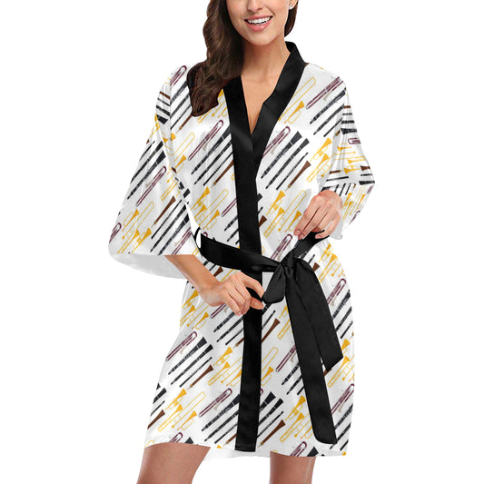 Clarinet Pattern Print Design 01 Women's Short Kimono