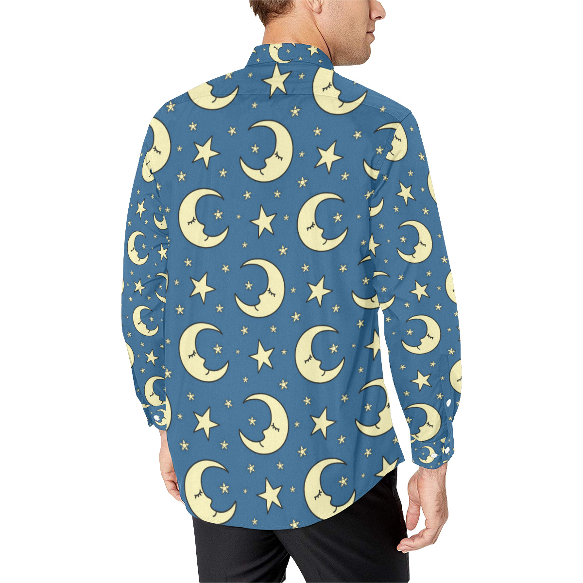 Moon Night Pattern Print Design 03 Men's Long Sleeve Shirt