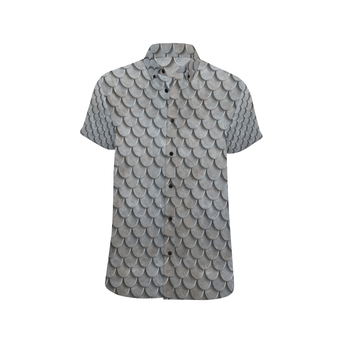 Armor Scales Pattern Print Design 03 Men's Short Sleeve Button Up Shirt