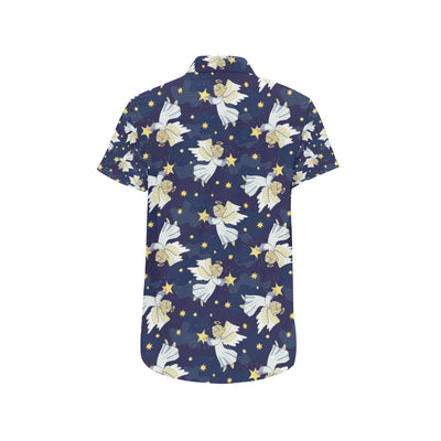 Angel Pattern Print Design 06 Men's Short Sleeve Button Up Shirt