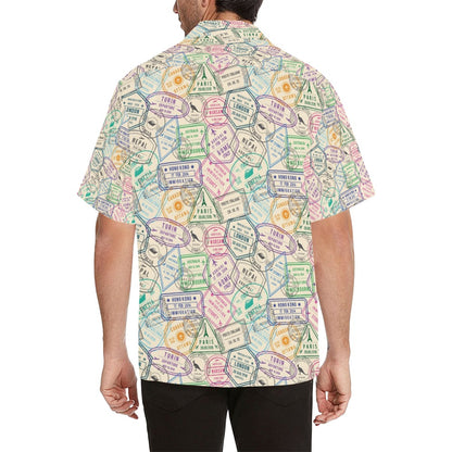 Travel Stamp Print Design LKS303 Men's Hawaiian Shirt