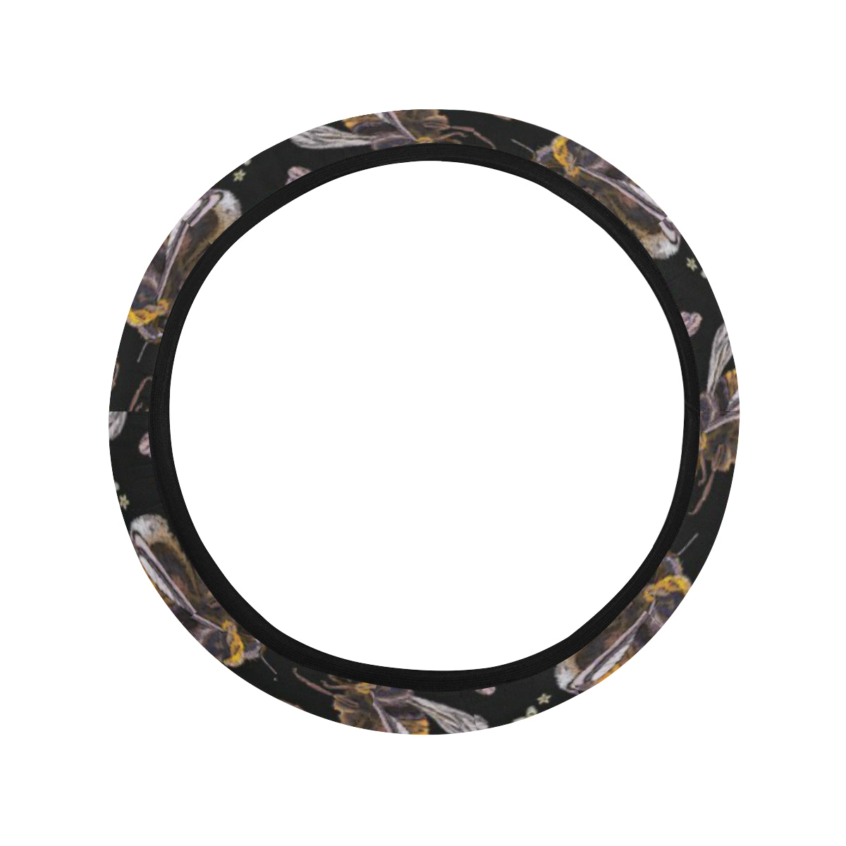 Bee Pattern Print Design 04 Steering Wheel Cover with Elastic Edge