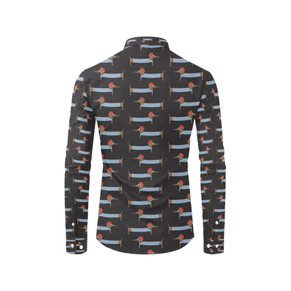 Dachshund Pattern Print Design 04 Men's Long Sleeve Shirt