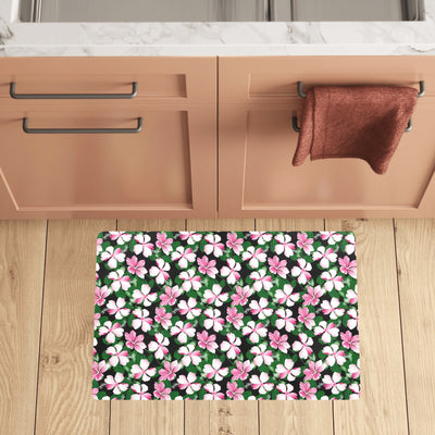 Hibiscus Pink Flower Hawaiian Print Kitchen Mat