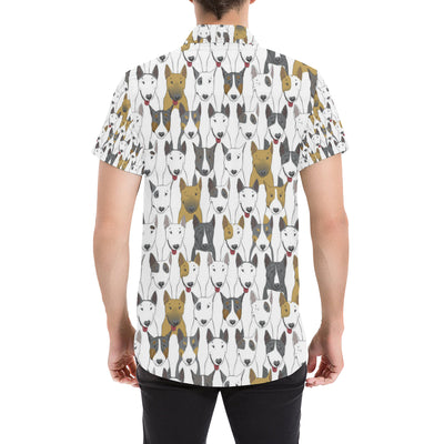 Bull Terriers Pattern Print Design 03 Men's Short Sleeve Button Up Shirt