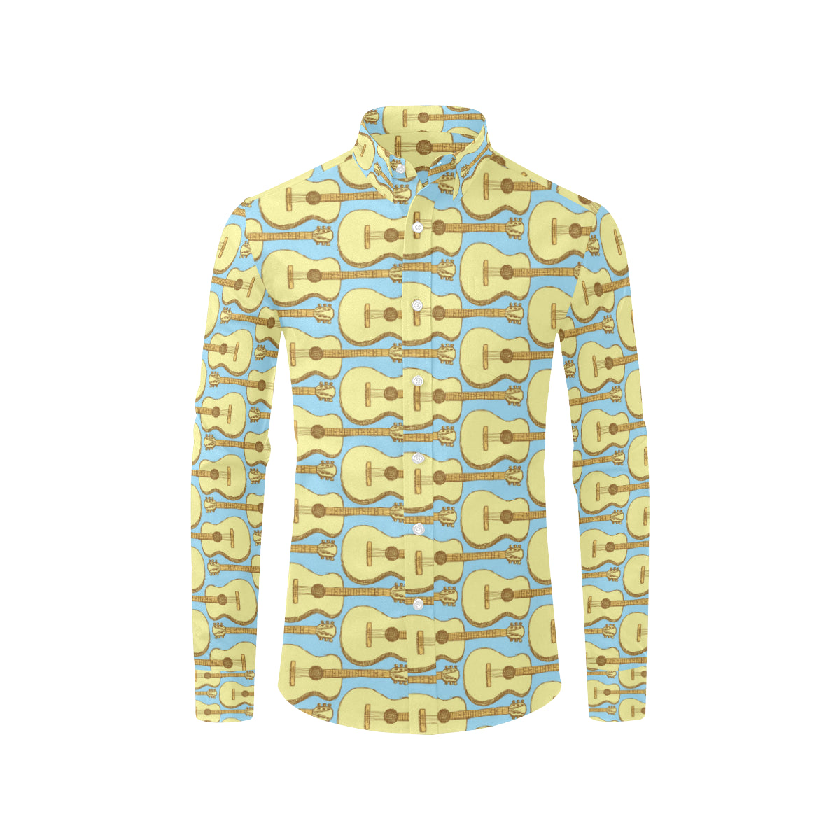 Acoustic Guitar Pattern Print Design 03 Men's Long Sleeve Shirt