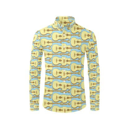 Acoustic Guitar Pattern Print Design 03 Men's Long Sleeve Shirt