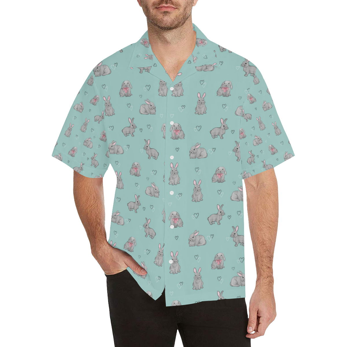 Bunny Pattern Print Design 02 Men's Hawaiian Shirt