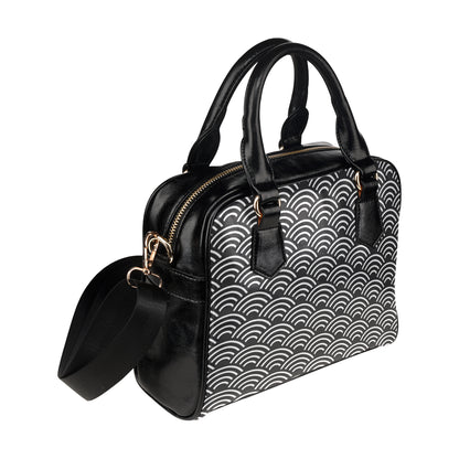 Scales Black White Pattern Print Design 03 Shoulder Handbag