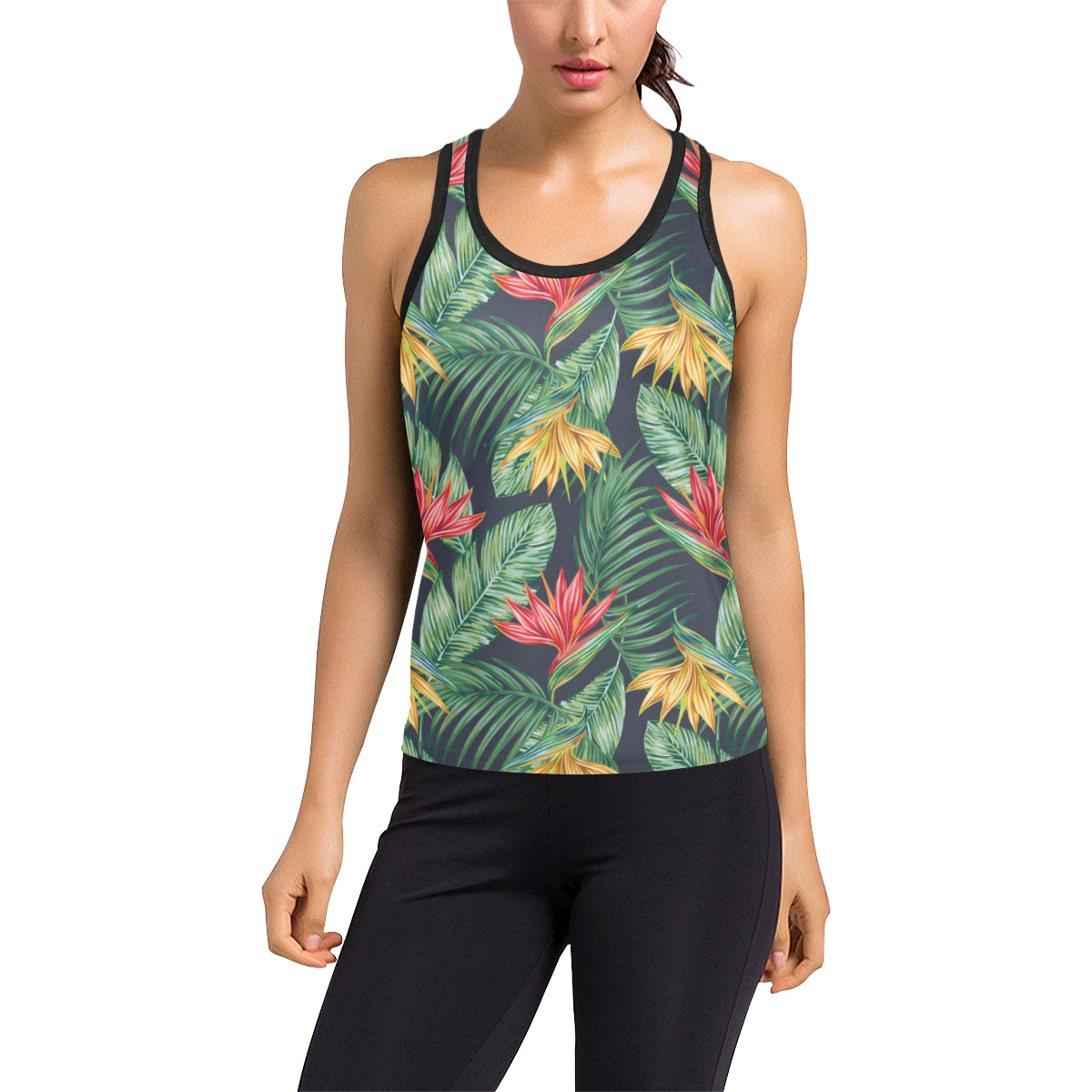 Bird Of Paradise Pattern Print Design BOP09 Women's Racerback Tank Top