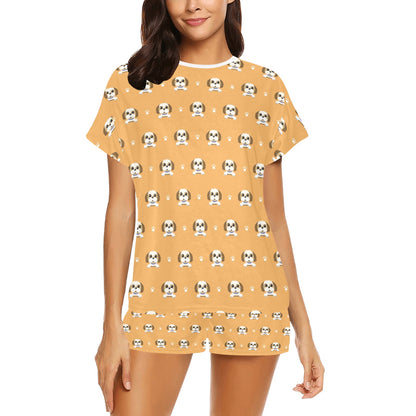 Shih Tzu Print Design LKS303 Women's Short Pajama Set