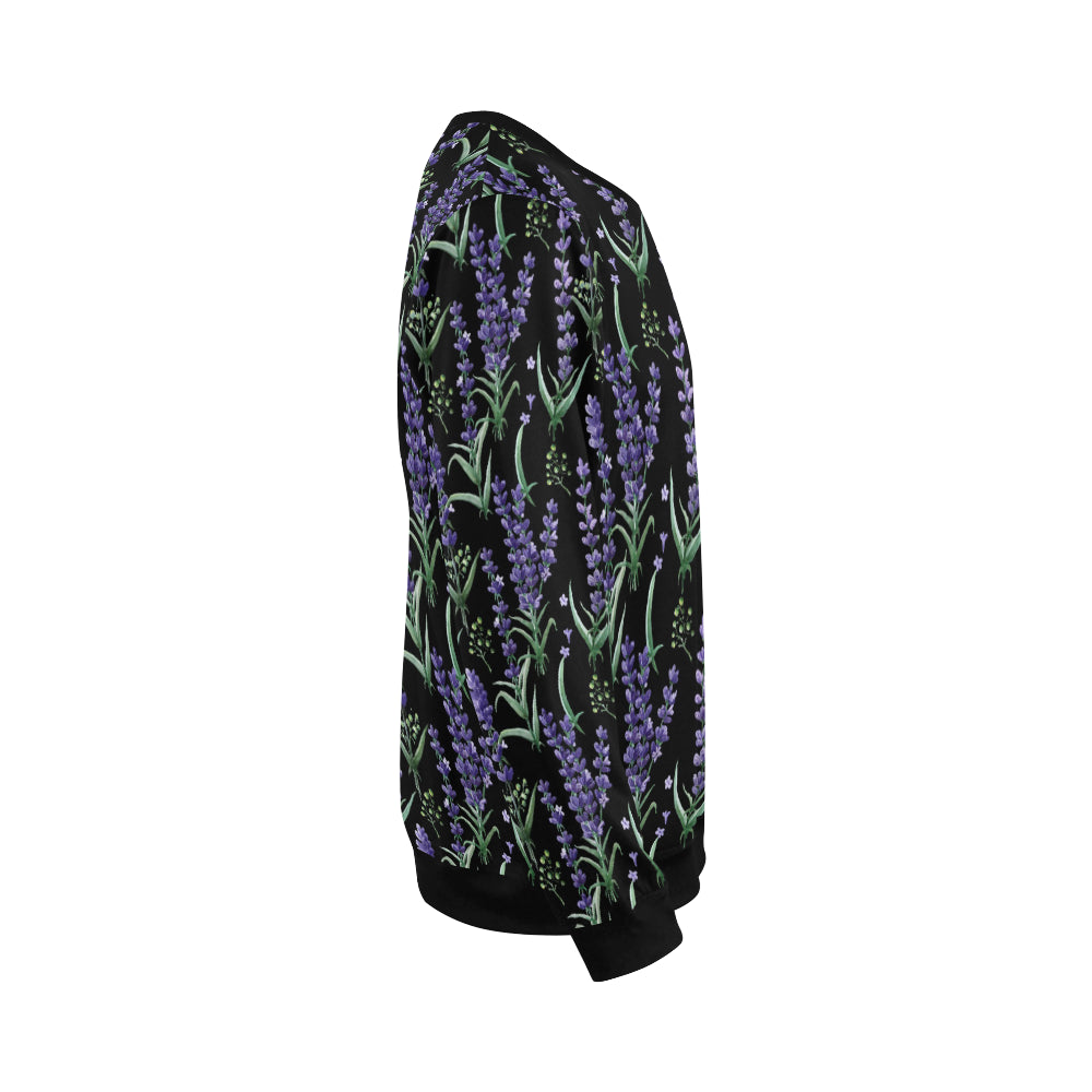 Lavender Pattern Print Design LV01 Men Long Sleeve Sweatshirt