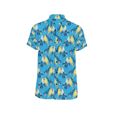 Lovebird Pattern Print Design 03 Men's Short Sleeve Button Up Shirt