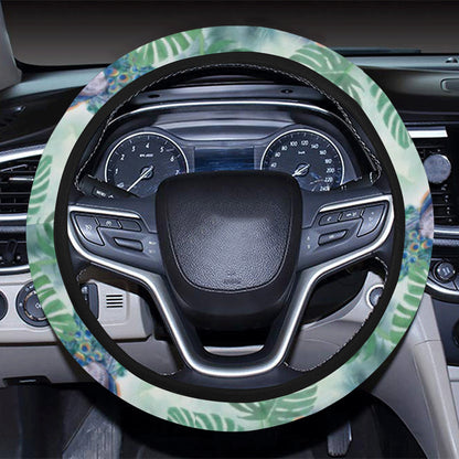 Peacock Pattern Print Design A02 Steering Wheel Cover with Elastic Edge