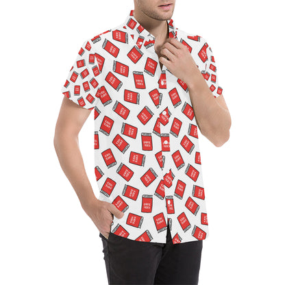Bible Pattern Print Design 03 Men's Short Sleeve Button Up Shirt