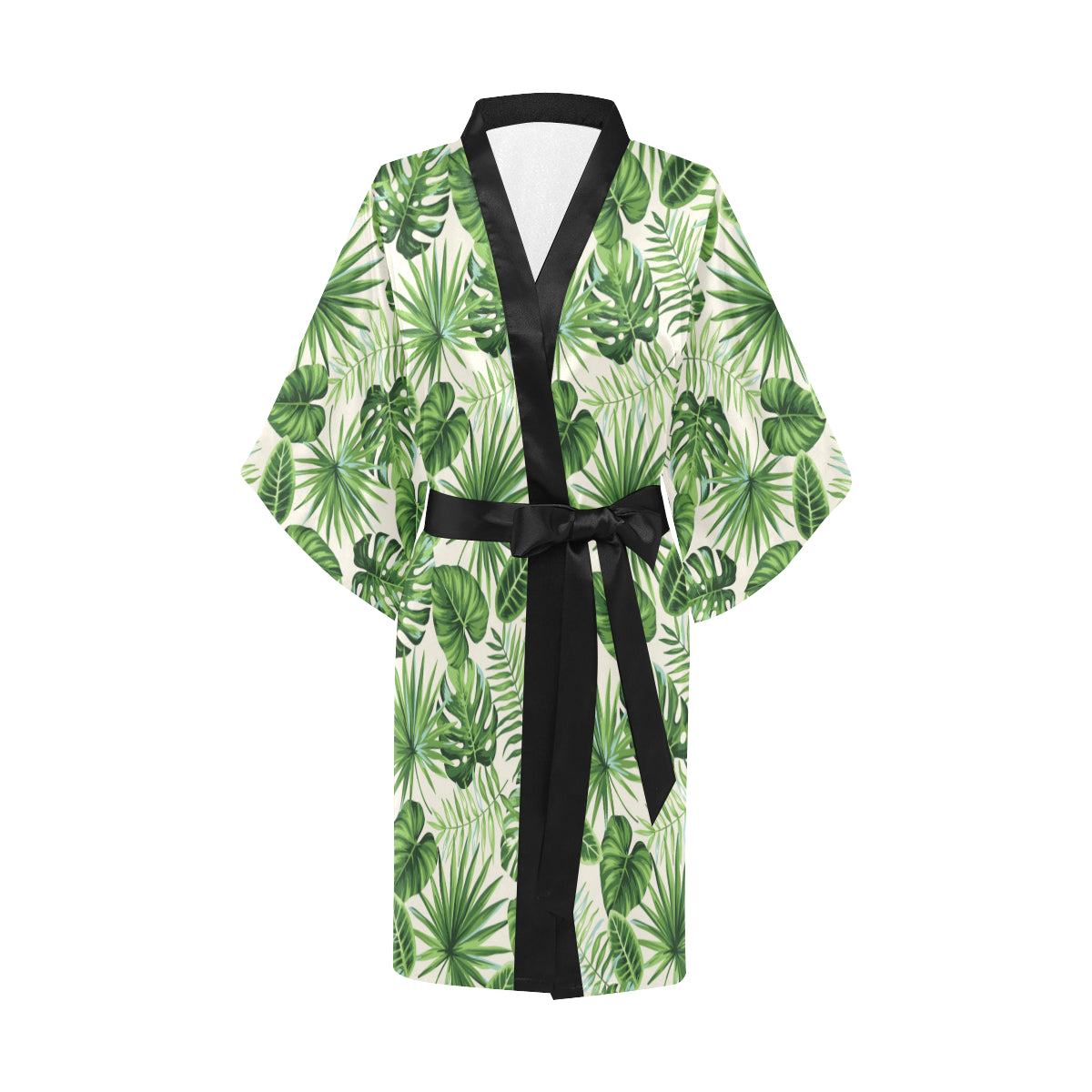 Palm Leaf Pattern Print Design A01 Women's Short Kimono