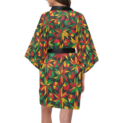 Rastafarian Pattern Print Design A03 Women's Short Kimono