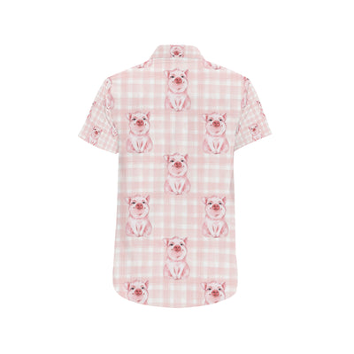 Pig Baby Pattern Print Design 01 Men's Short Sleeve Button Up Shirt