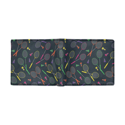 Badminton Pattern Print Design 04 Men's ID Card Wallet