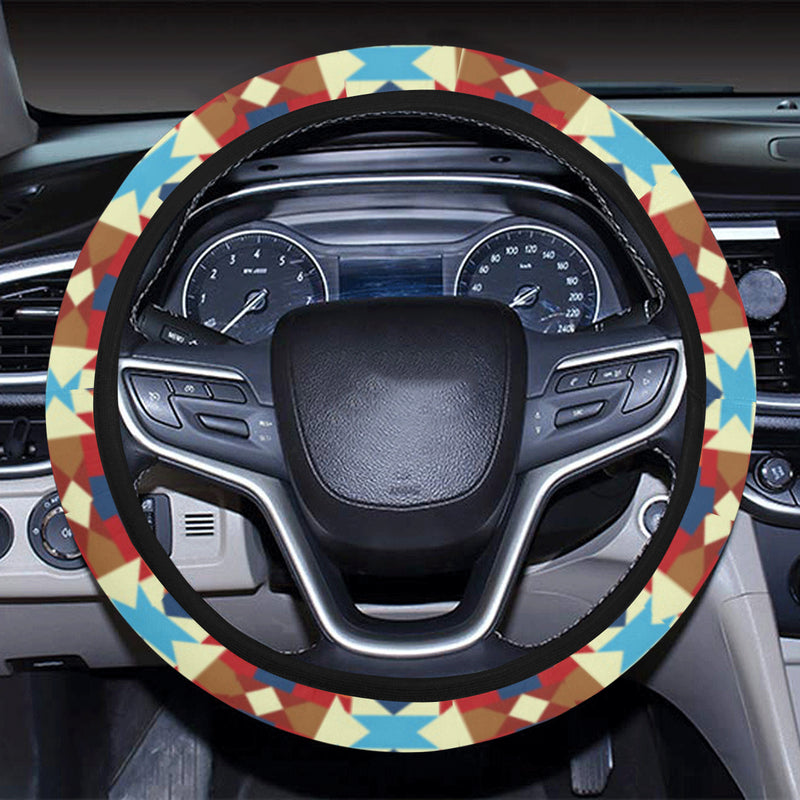 Aztec Pattern Print Design 01 Steering Wheel Cover with Elastic Edge