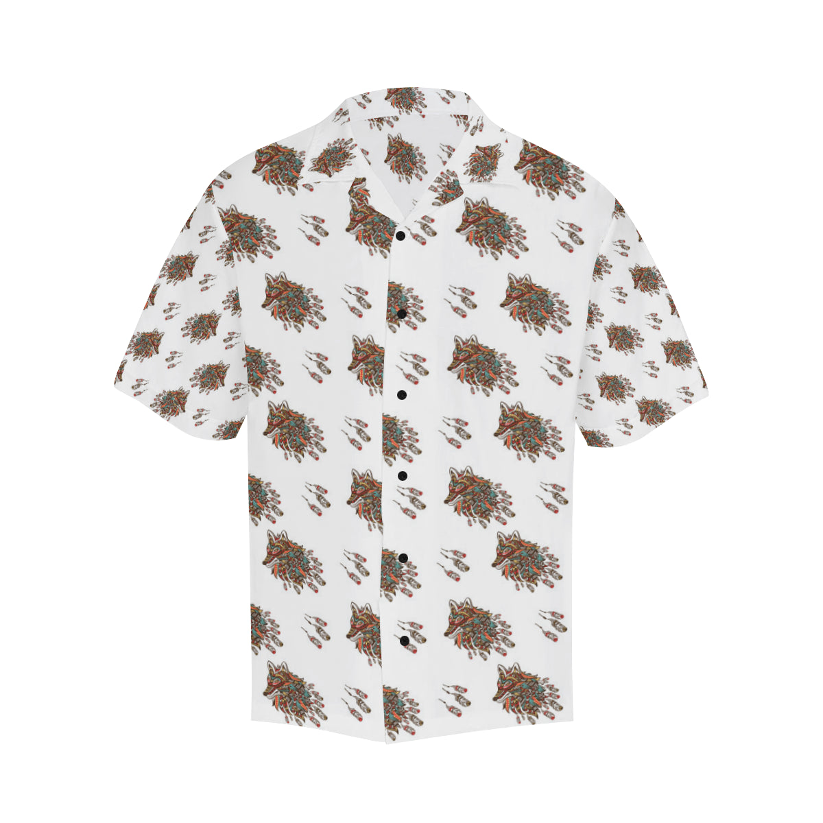 Aztec Wolf Pattern Print Design 02 Men's Hawaiian Shirt