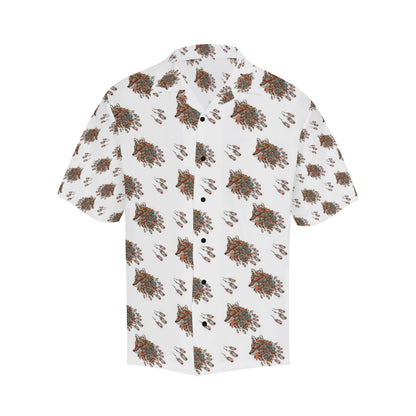 Aztec Wolf Pattern Print Design 02 Men's Hawaiian Shirt