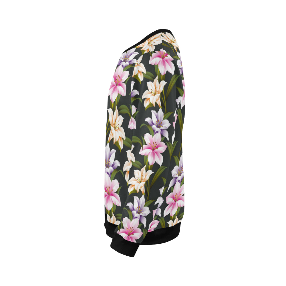 Lily Pattern Print Design LY01 Men Long Sleeve Sweatshirt