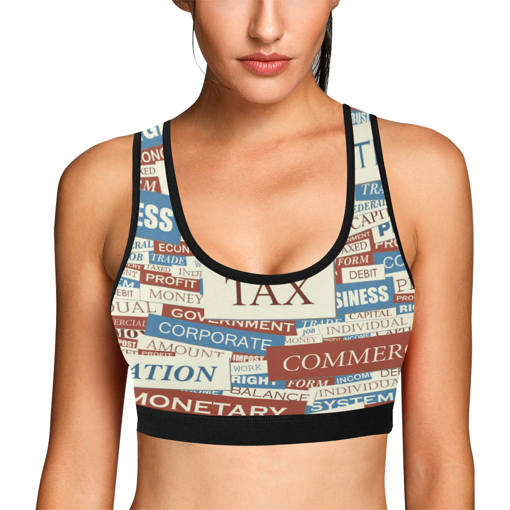 Accounting Financial Pattern Print Design 01 Sports Bra