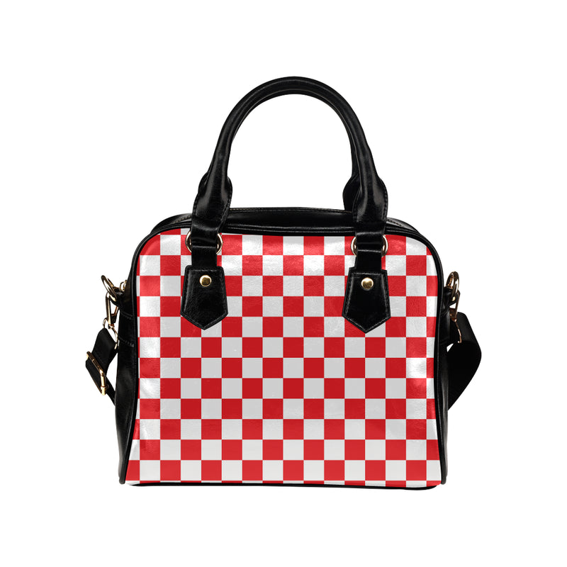 Checkered Red Pattern Print Design 04 Shoulder Handbag