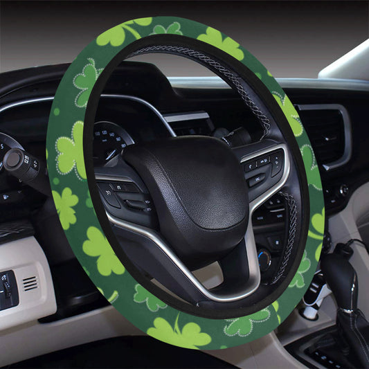 Clover  Pattern Print Design 02 Steering Wheel Cover with Elastic Edge