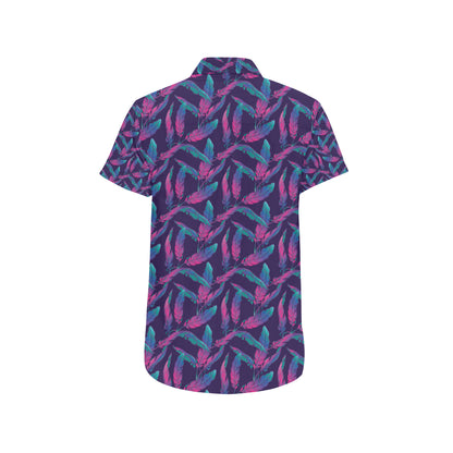 Banana Leaf Pattern Print Design 08 Men's Short Sleeve Button Up Shirt