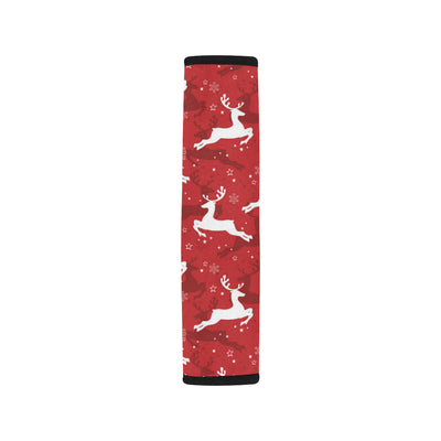 Reindeer Red Pattern Print Design 01 Car Seat Belt Cover