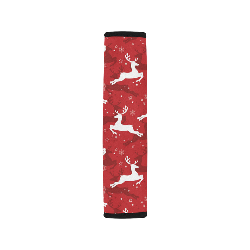 Reindeer Red Pattern Print Design 01 Car Seat Belt Cover