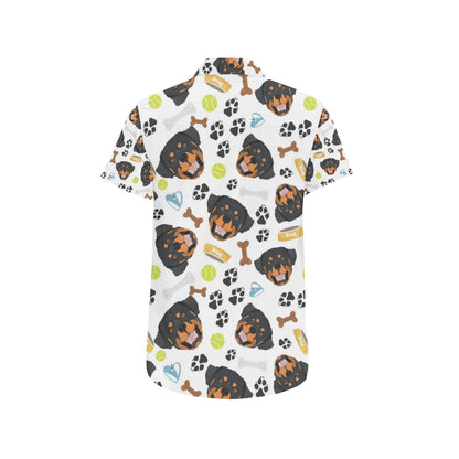 Rottweiler Pattern Print Design A04 Men's Short Sleeve Button Up Shirt