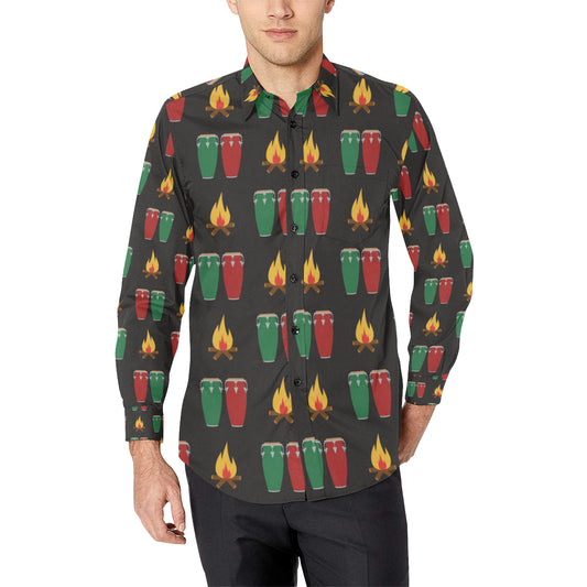 Conga Pattern Print Design 01 Men's Long Sleeve Shirt