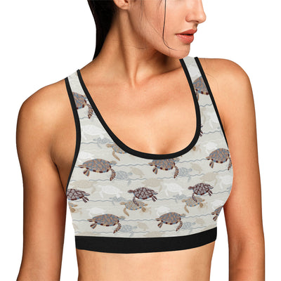 Sea Turtle Pattern Print Design T07 Sports Bra