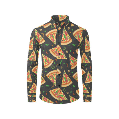 Pizza Pattern Print Design A02 Men's Long Sleeve Shirt