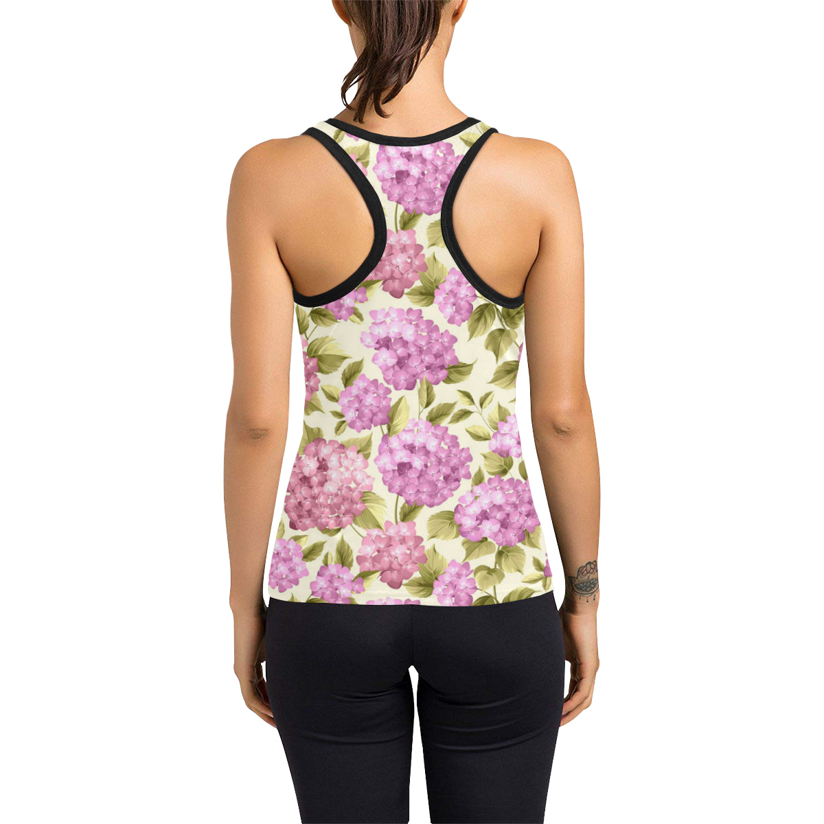 Hydrangea Pattern Print Design HD05 Women's Racerback Tank Top
