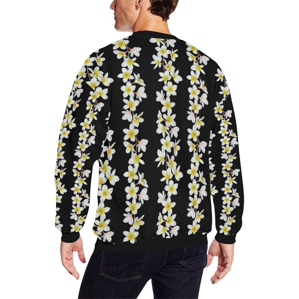 White Plumeria Pattern Print Design PM08 Men Long Sleeve Sweatshirt