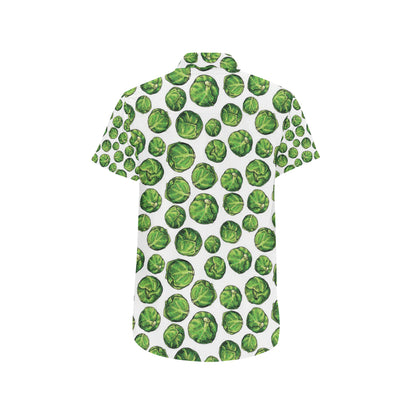 Brussels Sprouts Pattern Print Design 02 Men's Short Sleeve Button Up Shirt