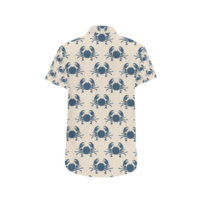 Crab Pattern Print Design 02 Men's Short Sleeve Button Up Shirt