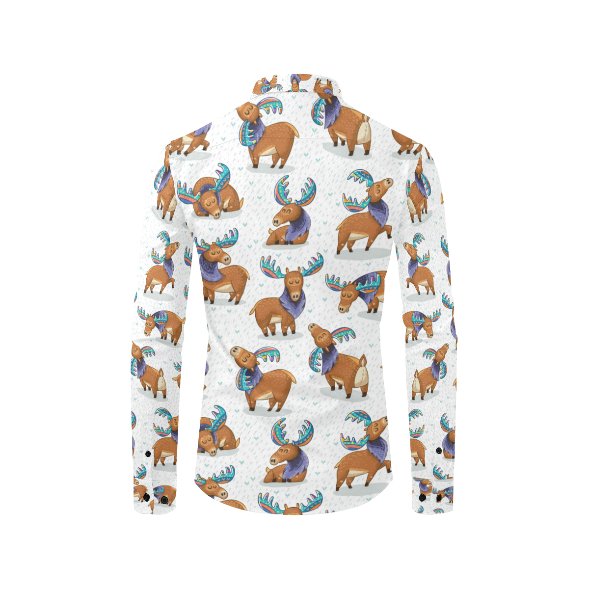 Moose Cute Pattern Print Design 01 Men's Long Sleeve Shirt