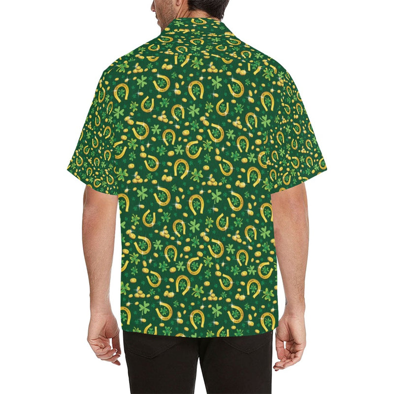 Shamrock Horse Shoes Saint Patrick's Day Print Design LKS307 Men's Hawaiian Shirt