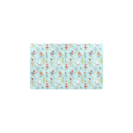Ski Fox Cute Print Design LKS303 Kitchen Mat